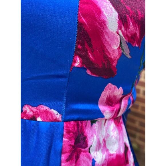 Near Moon Women's Maxi Dress Size 0 Blue Floral 100% Polyester Sleeveless V-Neck - Picture 6 of 16